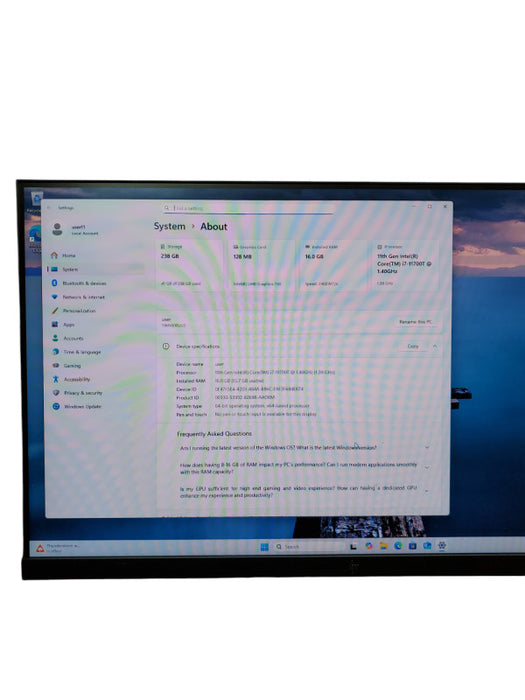 LENOVO THINKCENTRE M70Q USFF PC i7-11700T@1.40GHz 16GB RAM 256GB M.2 SSD