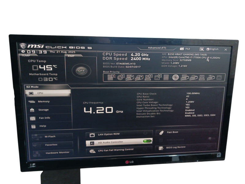 Custom PC MSI Z270 Krait Gaming Intel i7-7700k @4.2Ghz 32GB DDR4 RAM