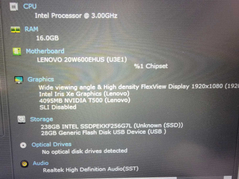 Lenovo ThinkPad P15s Gen 2 | i7-1185G7 16GB DDR4 256GB SSD NVIDIA T500 READ  Lap200