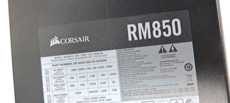CORSAIR RM850x Fully Power Supply Unit| No Cabl;es