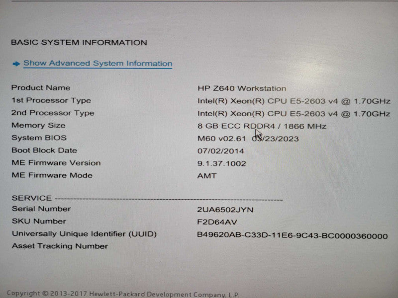 HP Z640 - 2x Xeon E5-2603 v4 8GB DDR4 NO HDD QUADRO M2000 925W PSU !