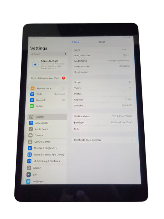 Apple iPad 8th Gen - 32GB - Space Gray [A2270] !