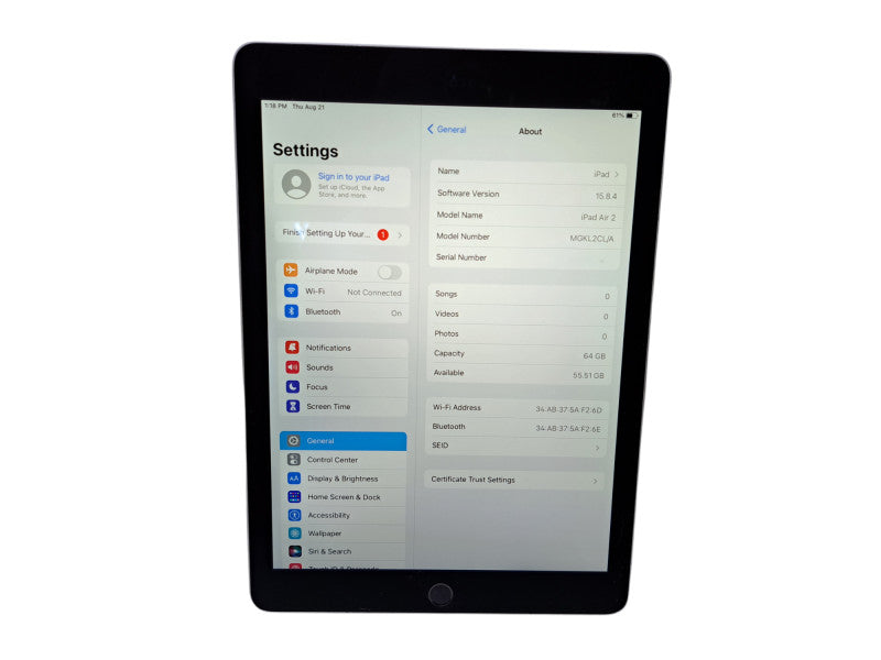 Apple iPad Air 2 (A1566) 9.7" | 64GB Wi-Fi Silver