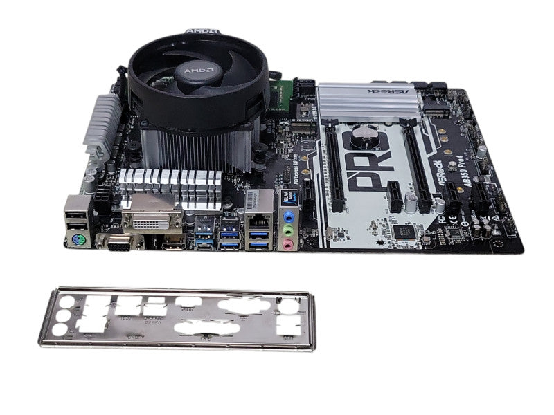 Asrock AB350 pro4 board w/ AMD Ryzen 5 1600 6-Core CPU, 8GB DDR4, I/O cover _