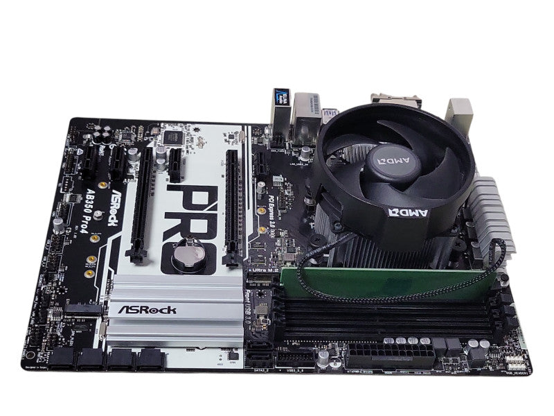 Asrock AB350 pro4 board w/ AMD Ryzen 5 1600 6-Core CPU, 8GB DDR4, I/O cover _