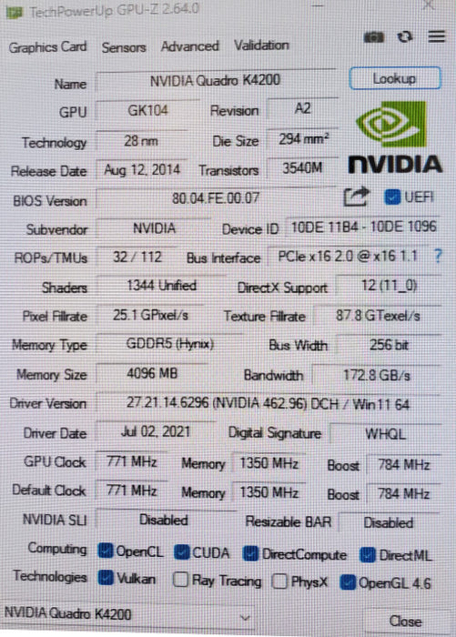 NVIDIA Quadro K4200 4GB GDDR5 Graphics Card
