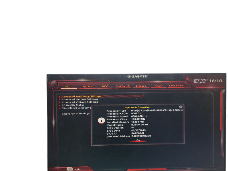 Custom PC B365M DS3H i7 - 9700 @ 3.00GHz 16GB DDR4 Ram θ