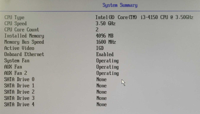 Lenovo ThinkServer RS140 - Core i3-4150 @ 3.50GHz, 4GB DDR3, NO HDDS