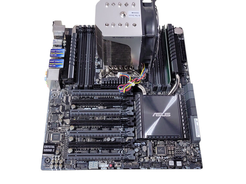 Asus X99-E WS/USB 3.1 board, Core I7-6850K 3.60GHz CPU, 8GB DDR4, I/O Cover _