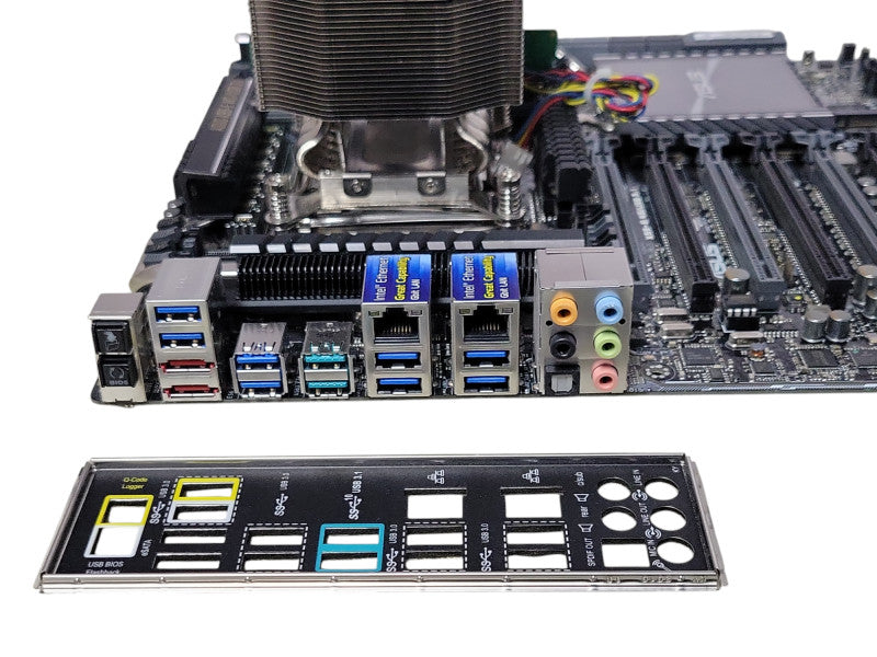 Asus X99-E WS/USB 3.1 board, Core I7-6850K 3.60GHz CPU, 8GB DDR4, I/O Cover _