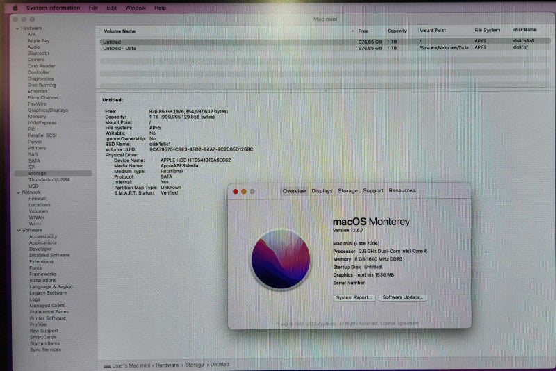 Apple Mac mini Late 2014 A1347, i5-4278U 2.60GHz, 8GB DDR3 & 1TB Storage