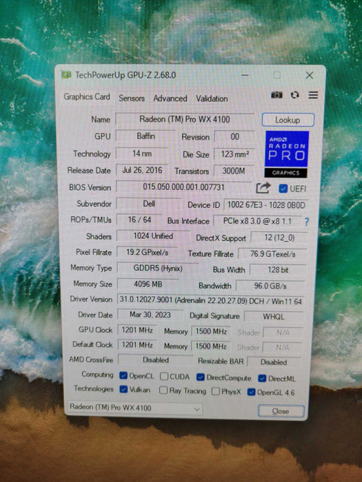 DELL RADEON PRO WX 4100 4GB GDDR5 4X MINI DP GPU GRAPHICS VIDEO CARD !