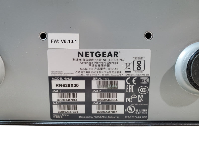 Netgear RadyNAS RN626X00 6-Bays-3.5" NAS - No HDD *READ*