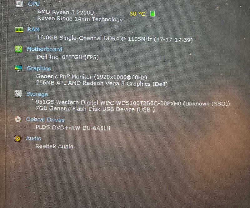 Dell Inspiron 5775 AMD Ryzen 3 2200U 16GB RAM 1TB SSD  BudLap