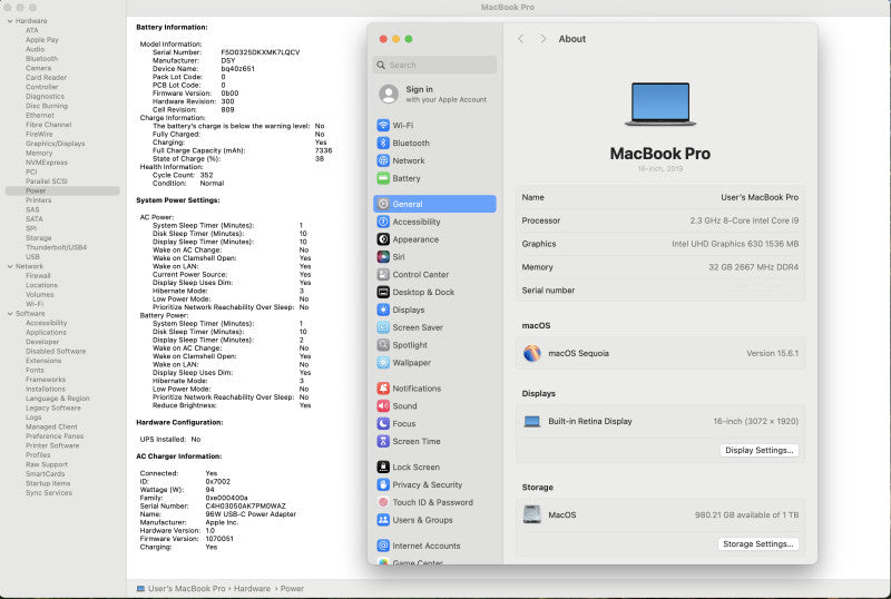 Apple MacBook PRO A1990 15-inch 2019, i9-9880H 2.30GHz, 32GB DDR4, 1TB HDD