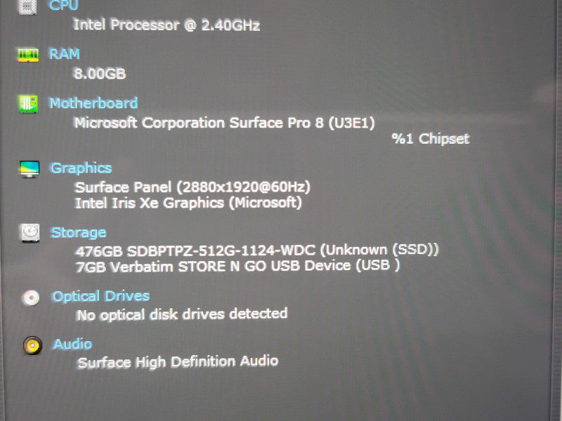 Microsoft Surface Pro 8 1983 i5-1135G7 8GB RAM 512GB SSD β Lap200