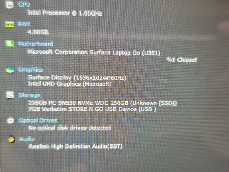 Microsoft Surface Laptop Go 1943 i5-1035G1 4GB RAM 256GB NVMe  β BudLap