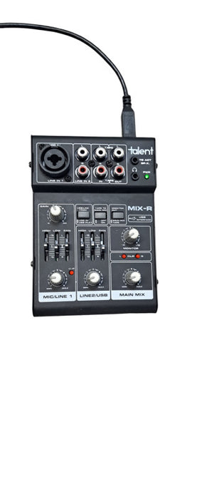 Talent MIX-R Mini Portable 3-Channel Mixer with USB Audio In