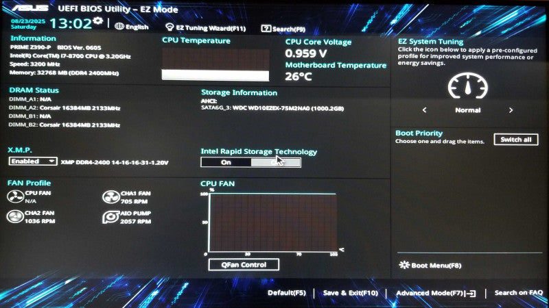 Custom PC w/ Asus Z390-P, Intel i7-8700 CPU 3.20GHz, 32GB RAM - 1TB HDD