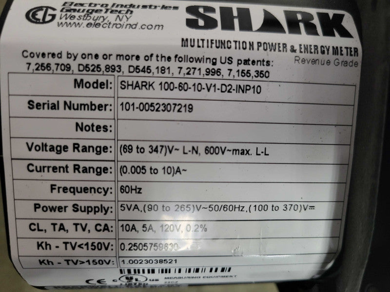 Electro Industries Gauge Tech SHARK 100 multifunction power and energy mete _