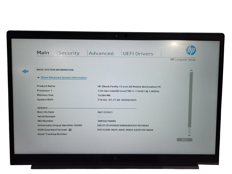 HP ZBook Firefly 15 G8 i7-1165G7 @ 2.80GHz 16GB DDR4 256GB SSD READ Q! Lap200