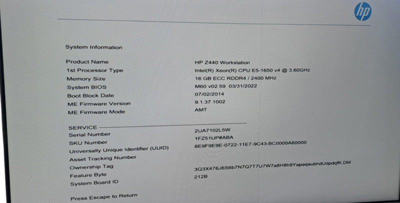 HP Z440 Workstation |Xeon E5-1650 v4 @ 3.6GHz |16GB DDR4|GTX 970 4GB