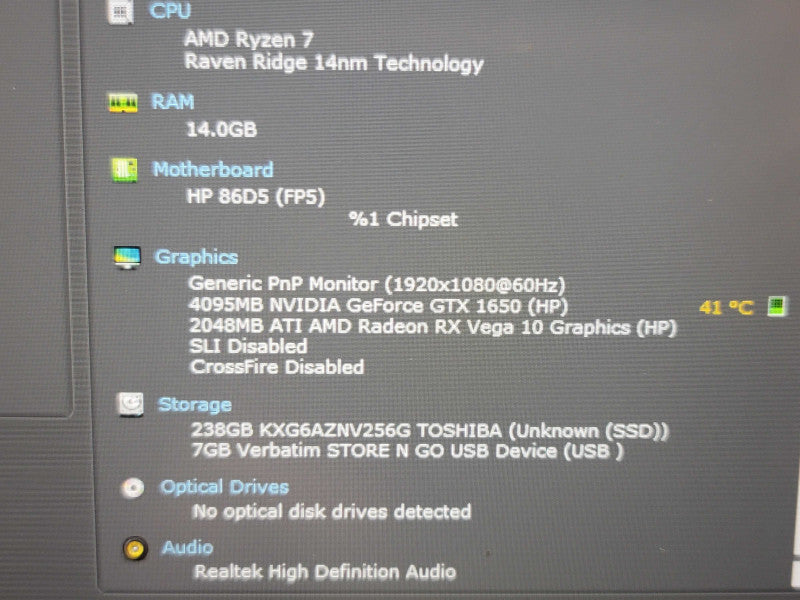 HP Pavillion Gaming Laptop 15" Ryzen 7 3750H 16GB DDR4 GTX 1650 256GB NVMe β Lap200
