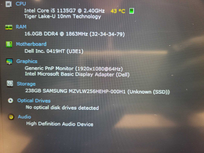 Dell Latitude 7420, i5-1135G7 2.4GHz, 16GB DDR4, 256GB NVMe, No AC  $ Lap200