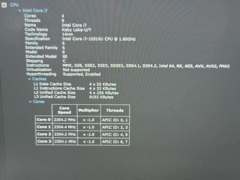 Lenovo ThinkPad Carbon Gen 8 i7-10510U 16GB RAM 256GB NVMe β Lap200