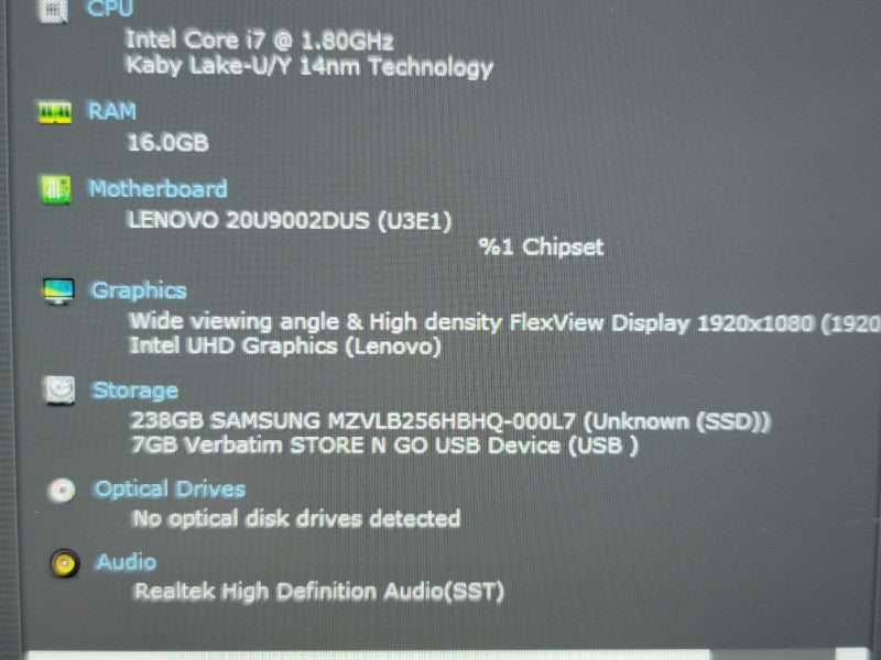 Lenovo ThinkPad Carbon Gen 8 i7-10510U 16GB RAM 256GB NVMe β Lap200