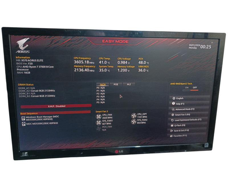 Fractal Design Gigabyte Aorus X570 Elite Amd Ryzen 7 3700X 16GB RAM READ