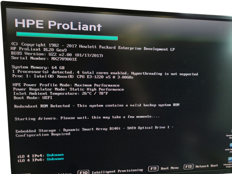 HP ProLiant DL20 Gen9 - Xeon E3--1220 v5 64GB DDR4 B140i 290W PSU %