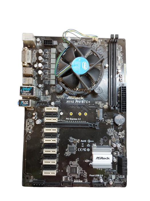 ASRock H110 Pro BTC+ ATX Mining Motherboard With CPU  Fan