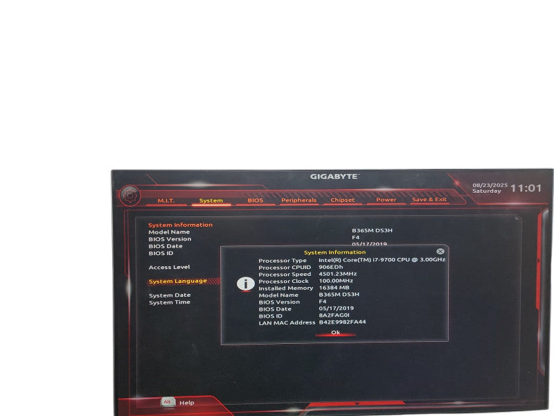 Custom PC B365M DS3H i7 - 9700 @ 3.00GHz 16GB DDR4 Ram θ