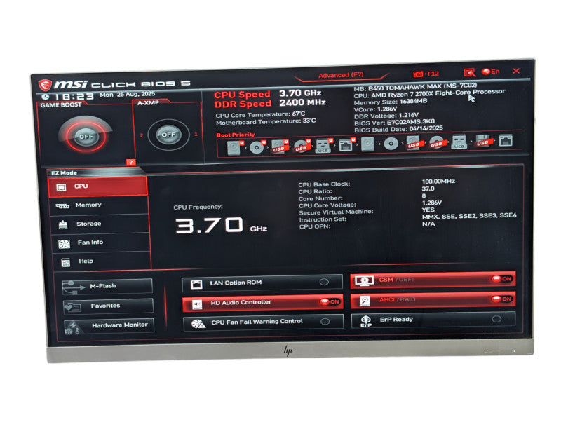 MSI B450 Tomahawk max AMD AM4 Ryzen 7 2700X 16GB RAM Combo  -
