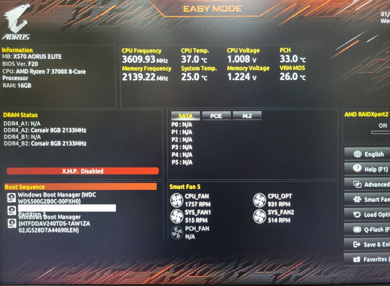 Custom/Gigabyte PC AMD Ryzen 7 3700X 8C, 16GB DDR4, 240GB+500GB SSD, 750W _