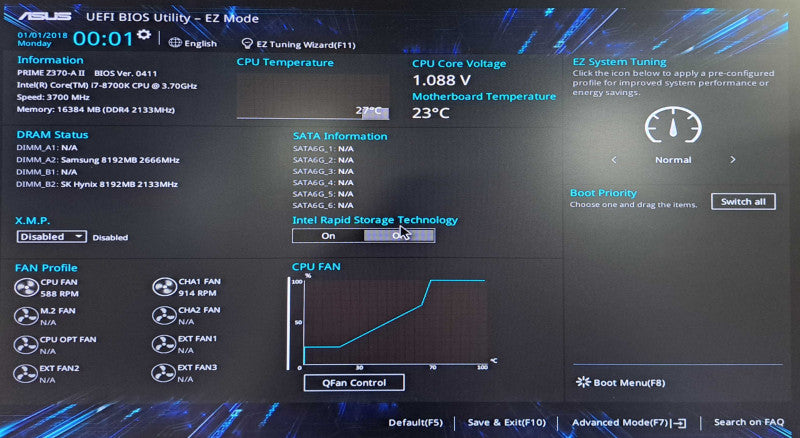Custom PC | Asus Z370-A II w/ i7-8700K @3.70GHz, 16GB DDR4, No HDD/GPU