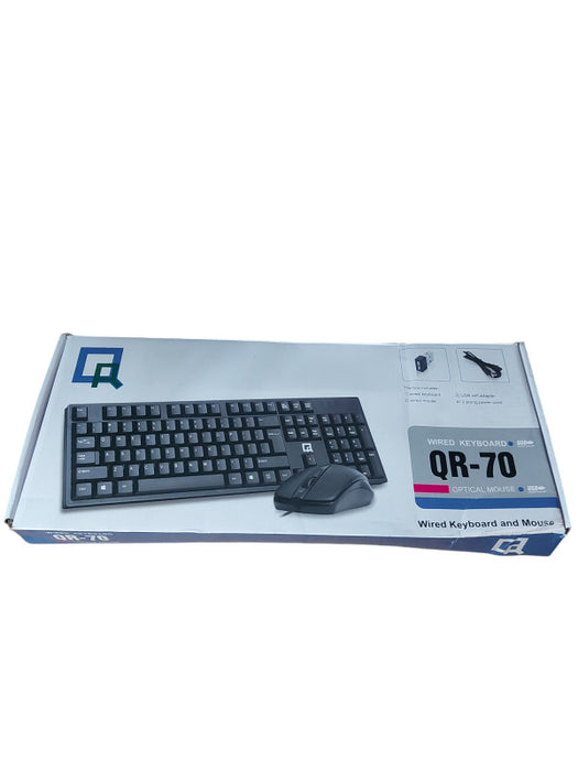 QR 70 Wired Keyboard & USB Optical Mouse with USB Adapter
