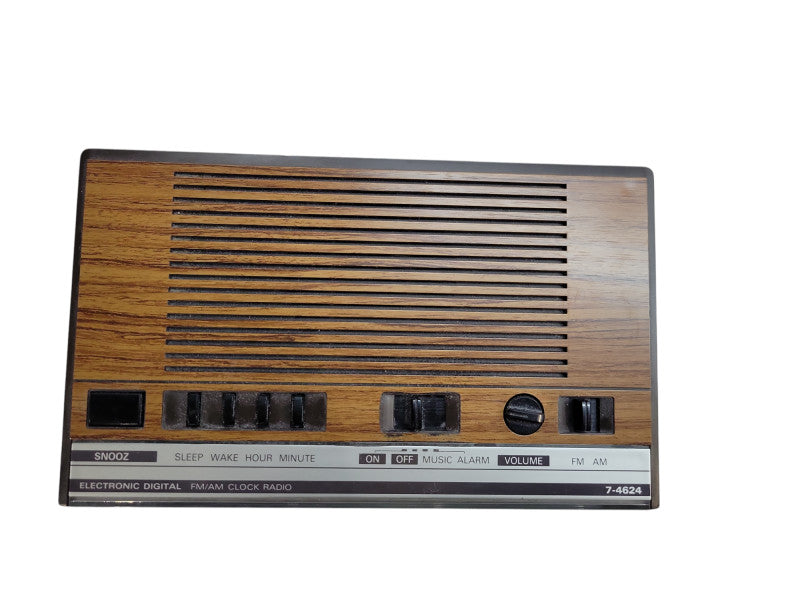 General Electric GE 7-4624B Radio Alarm Clock-AM/FM-Red Digits (WORKING) %