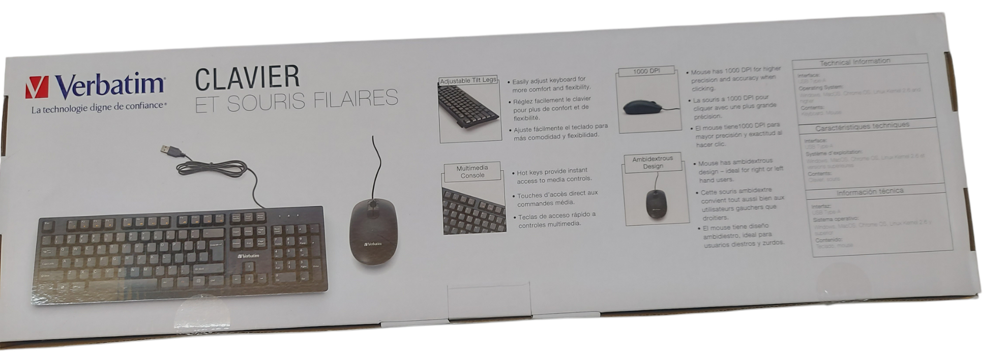Lot 5x - Verbatim Wired Keyboard and Mouse Q