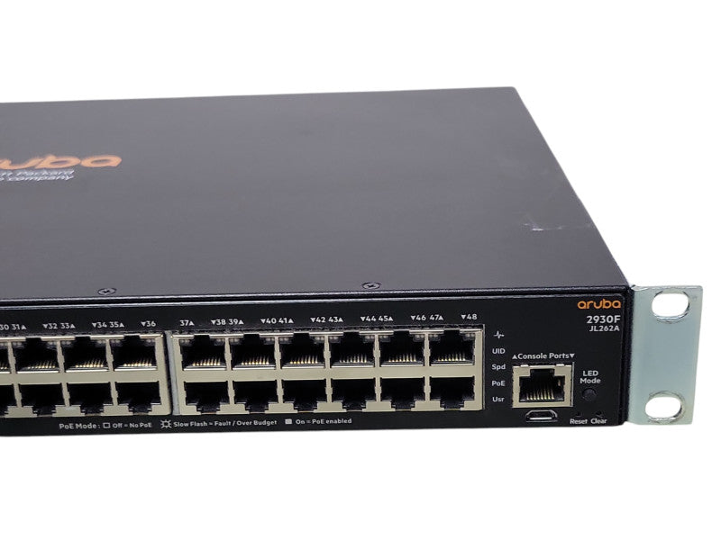 Aruba 2930F JL262A 48-port Gigabit PoE+ 370w 4x SFP Network Switch w/ Ears _