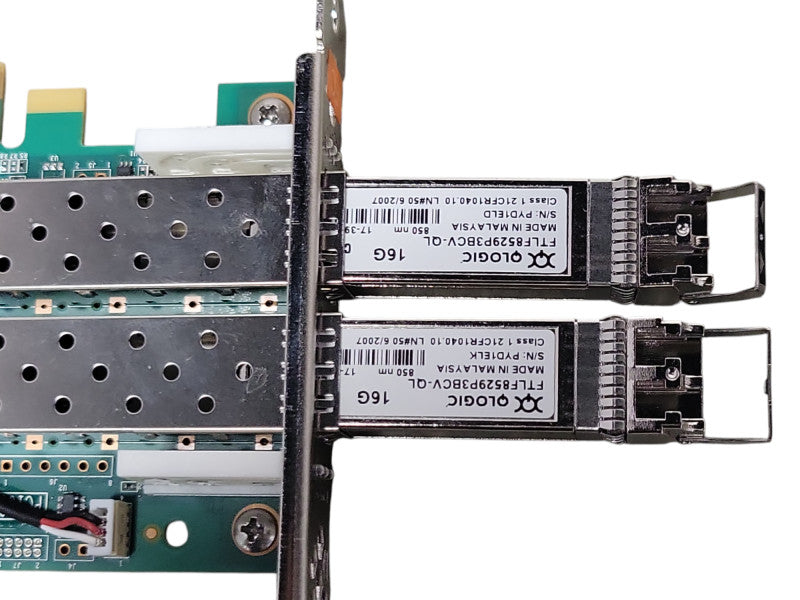 QLogic QLE2672 16GB Dual Port SFP+ FC HBA Server adapter w/ SFPs, FH Bracke _