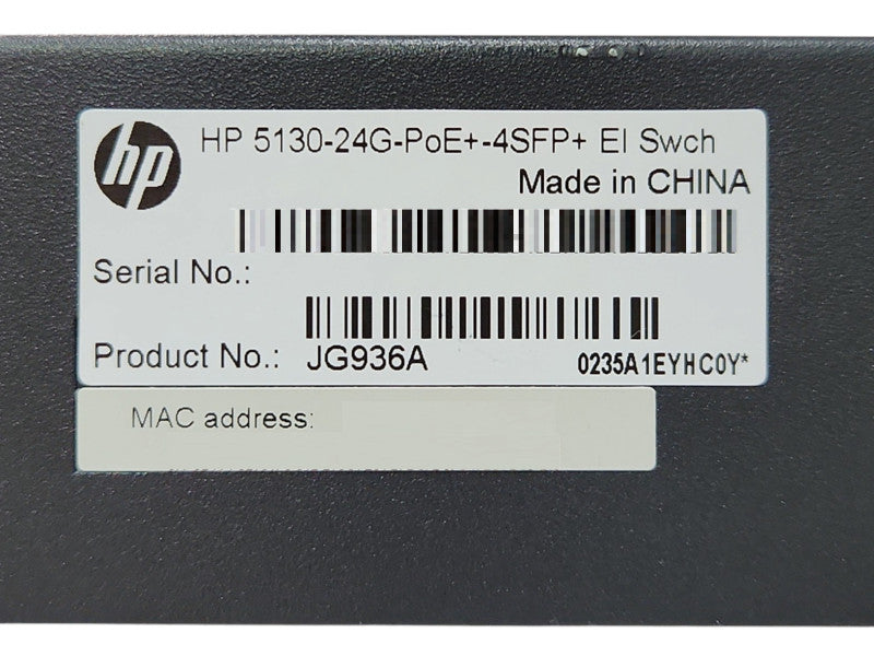 HPE JG936A 5130-24G-PoE+-4SFP+ (370W) Ei Switch