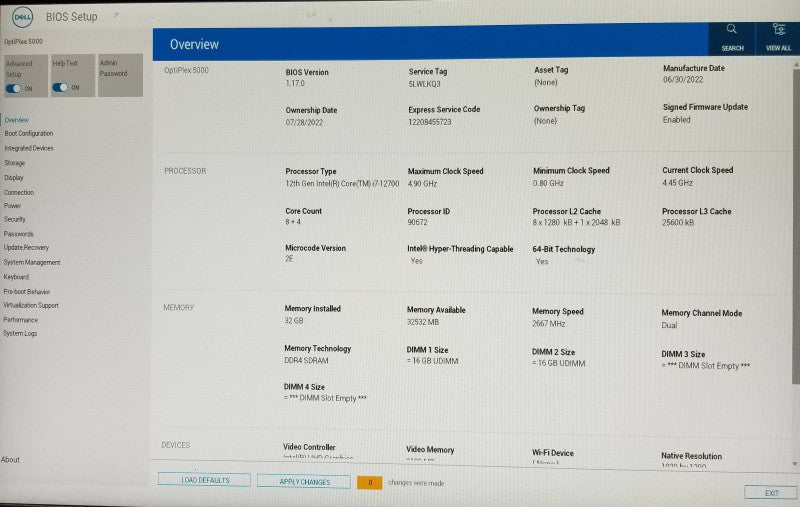 Dell Optiplex 5000 SFF, 12th Gen Intel i7-12700, 32GB RAM - 1TB HDD