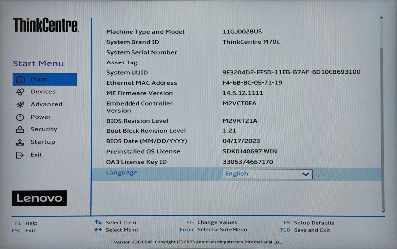 Lenovo ThinkCentre M70s SFF, i5-10400 2.90GHz, 16GB DDR4, 256GB NVMe