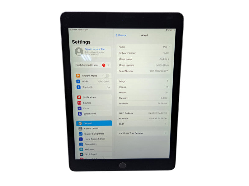 Apple iPad Air 2 (A1566) 9.7" | 64GB Wi-Fi Silver Q