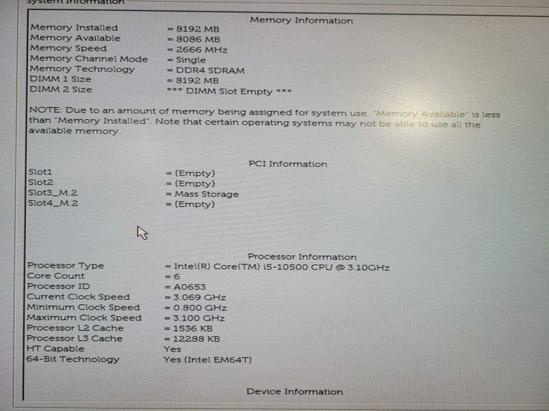 Dell OptiPlex 3080 SFF i5 - 10500 @ 3.10GHz 8GB DDR4 Ram 256GB NVMe !