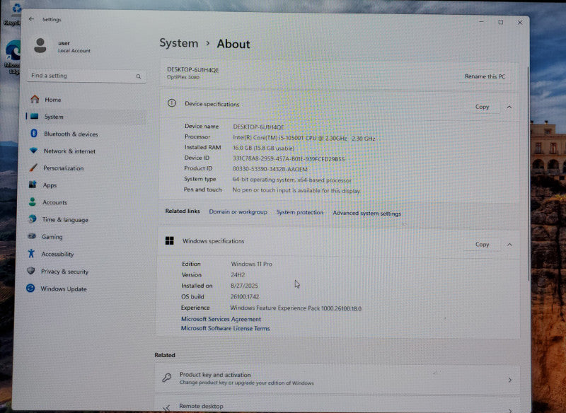 Dell OptiPlex 3080 Micro Core i5-10500T@2.30 GHz 16GB DDR4 512GB M.2 NVMe