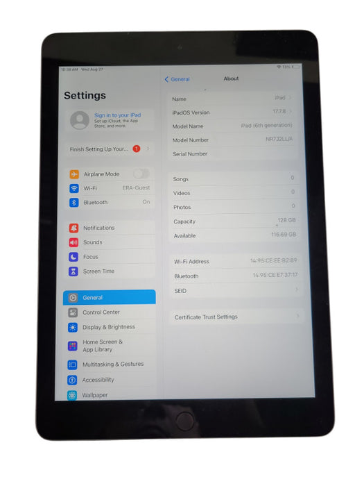 Apple iPad 6th Gen - 128GB - Space Gray A1893  !