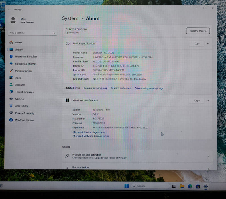 DELL OPTIPLEX 3080 USFF  i5-10500T@2.30GHz 16GB RAM 256GB M.2 NVMe SSD  Q